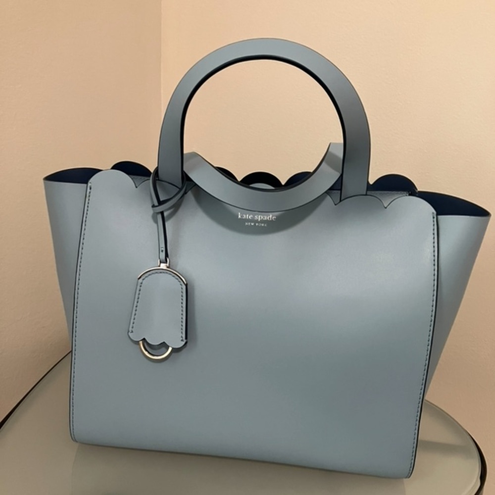 Kate Spade Small Mina Magnolia Street Light Blue Scalloped Tote